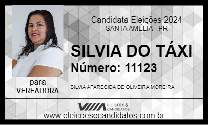 Candidato SILVIA DO TÁXI 2024 - SANTA AMÉLIA - Eleições