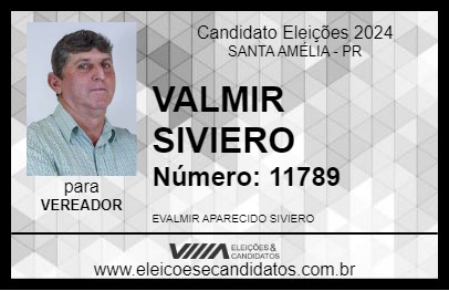 Candidato VALMIR SIVIERO 2024 - SANTA AMÉLIA - Eleições