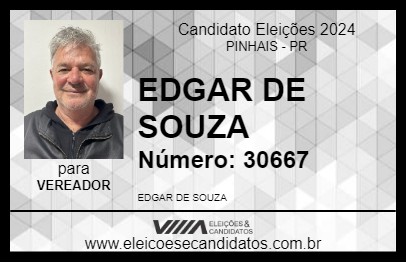 Candidato EDGAR DE SOUZA 2024 - PINHAIS - Eleições