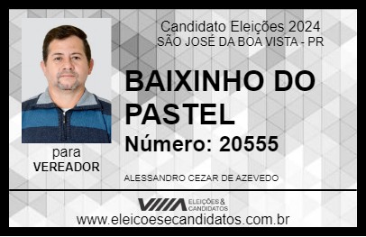 Candidato BAIXINHO DO PASTEL 2024 - SÃO JOSÉ DA BOA VISTA - Eleições