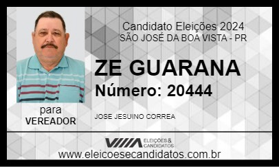 Candidato ZE GUARANA 2024 - SÃO JOSÉ DA BOA VISTA - Eleições