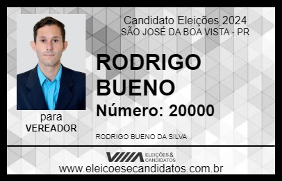 Candidato RODRIGO BUENO 2024 - SÃO JOSÉ DA BOA VISTA - Eleições