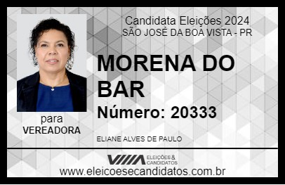 Candidato MORENA DO BAR 2024 - SÃO JOSÉ DA BOA VISTA - Eleições