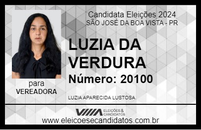 Candidato LUZIA DA VERDURA 2024 - SÃO JOSÉ DA BOA VISTA - Eleições