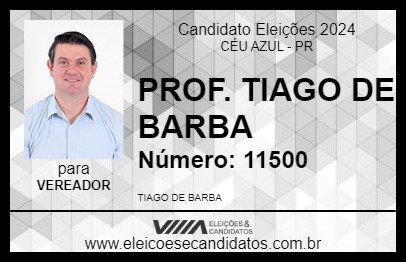 Candidato PROF. TIAGO DE BARBA 2024 - CÉU AZUL - Eleições