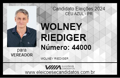 Candidato WOLNEY RIEDIGER 2024 - CÉU AZUL - Eleições