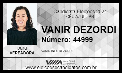 Candidato VANIR DEZORDI 2024 - CÉU AZUL - Eleições