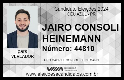 Candidato JAIRO CONSOLI HEINEMANN 2024 - CÉU AZUL - Eleições