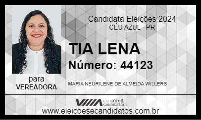 Candidato TIA LENA 2024 - CÉU AZUL - Eleições