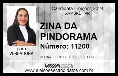 Candidato ZINA DA PINDORAMA 2024 - XAMBRÊ - Eleições