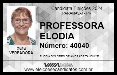 Candidato PROFESSORA ELODIA 2024 - PARANAVAÍ - Eleições