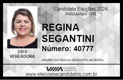 Candidato REGINA SEGANTINI 2024 - PARANAVAÍ - Eleições