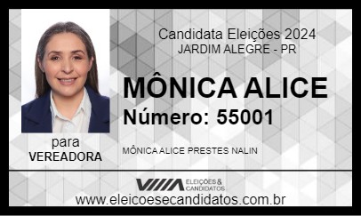 Candidato MÔNICA ALICE 2024 - JARDIM ALEGRE - Eleições