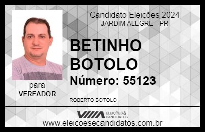 Candidato BETINHO BOTOLO 2024 - JARDIM ALEGRE - Eleições