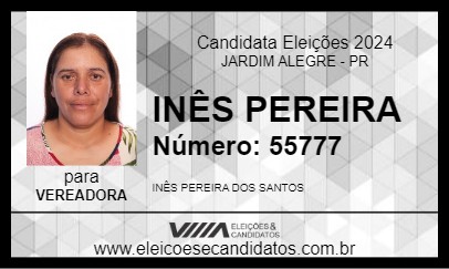 Candidato INÊS PEREIRA 2024 - JARDIM ALEGRE - Eleições