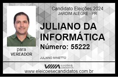 Candidato JULIANO DA INFORMÁTICA 2024 - JARDIM ALEGRE - Eleições