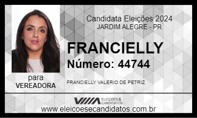 Candidato FRANCIELLY 2024 - JARDIM ALEGRE - Eleições