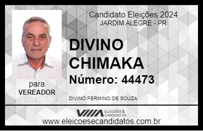 Candidato DIVINO CHIMAKA 2024 - JARDIM ALEGRE - Eleições