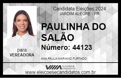 Candidato PAULINHA DO SALÃO 2024 - JARDIM ALEGRE - Eleições