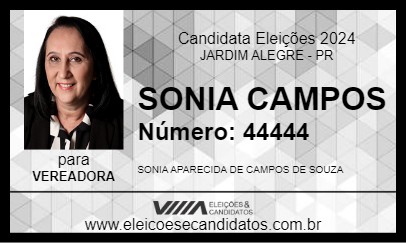 Candidato SONIA CAMPOS 2024 - JARDIM ALEGRE - Eleições