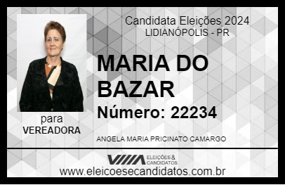 Candidato MARIA DO BAZAR 2024 - LIDIANÓPOLIS - Eleições