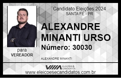 Candidato ALEXANDRE MINANTI URSO 2024 - SANTA FÉ - Eleições