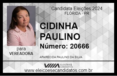 Candidato CIDINHA PAULINO 2024 - FLÓRIDA - Eleições