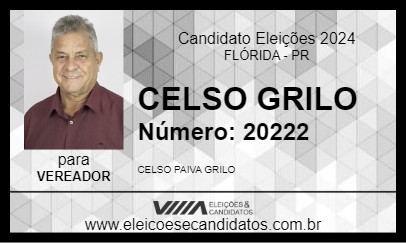 Candidato CELSO GRILO 2024 - FLÓRIDA - Eleições