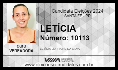 Candidato LETÍCIA 2024 - SANTA FÉ - Eleições