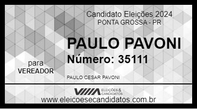 Candidato PAULO PAVONI 2024 - PONTA GROSSA - Eleições