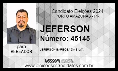 Candidato JEFERSON 2024 - PORTO AMAZONAS - Eleições