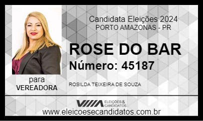 Candidato ROSE DO BAR 2024 - PORTO AMAZONAS - Eleições