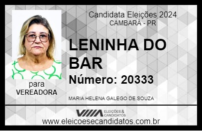 Candidato LENINHA DO BAR 2024 - CAMBARÁ - Eleições