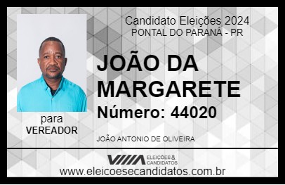 Candidato JOÃO DA MARGARETE 2024 - PONTAL DO PARANÁ - Eleições