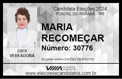 Candidato MARIA RECOMEÇAR 2024 - PONTAL DO PARANÁ - Eleições