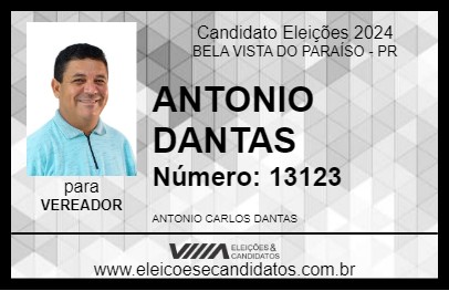 Candidato ANTONIO DANTAS 2024 - BELA VISTA DO PARAÍSO - Eleições