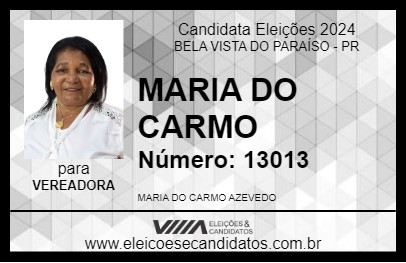 Candidato MARIA DO CARMO 2024 - BELA VISTA DO PARAÍSO - Eleições