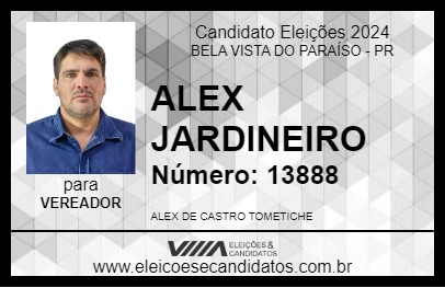 Candidato ALEX JARDINEIRO 2024 - BELA VISTA DO PARAÍSO - Eleições