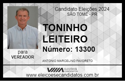 Candidato TONINHO LEITEIRO 2024 - SÃO TOMÉ - Eleições