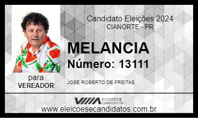 Candidato MELANCIA 2024 - CIANORTE - Eleições