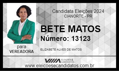 Candidato BETE MATOS 2024 - CIANORTE - Eleições