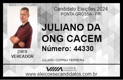 Candidato JULIANO DA ONG CACEM 2024 - PONTA GROSSA - Eleições