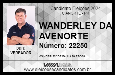 Candidato WANDERLEY DA AVENORTE 2024 - CIANORTE - Eleições