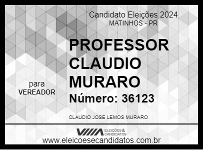 Candidato PROFESSOR CLAUDIO MURARO 2024 - MATINHOS - Eleições