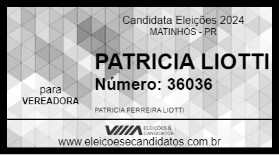 Candidato PATRICIA LIOTTI 2024 - MATINHOS - Eleições