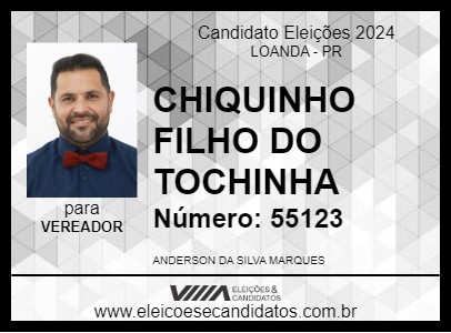 Candidato CHIQUINHO FILHO DO TOCHINHA 2024 - LOANDA - Eleições