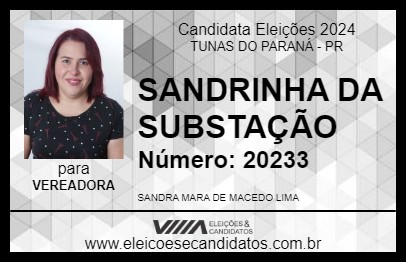 Candidato SANDRINHA DA SUBSTAÇÃO 2024 - TUNAS DO PARANÁ - Eleições