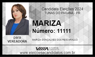 Candidato MARIZA 2024 - TUNAS DO PARANÁ - Eleições