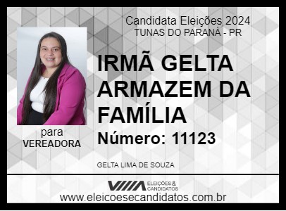 Candidato IRMÃ GELTA LIMA 2024 - TUNAS DO PARANÁ - Eleições