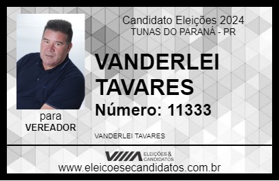 Candidato VANDERLEI TAVARES 2024 - TUNAS DO PARANÁ - Eleições